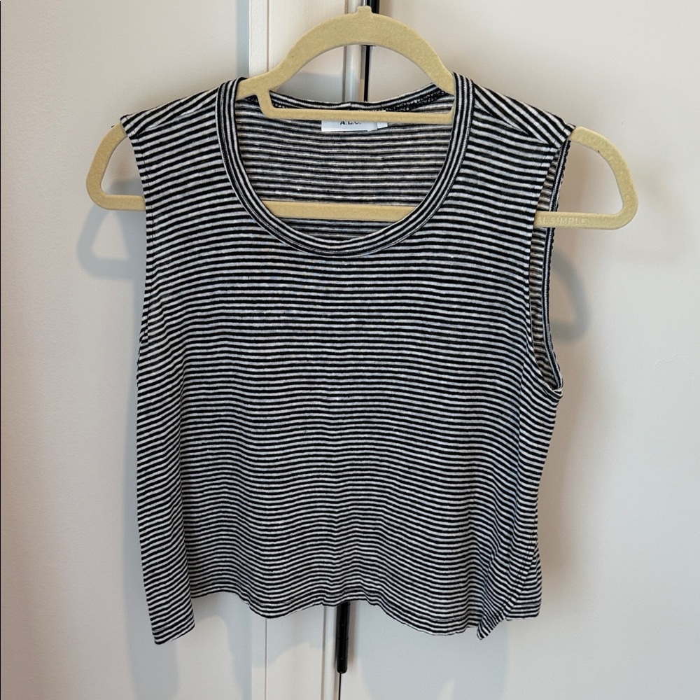 A.L.C. Black and White Striped Tank Top